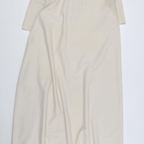 ZARA Women Beige Midi Shift Dress XS, Casual Spring