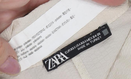 ZARA Women Beige Midi Shift Dress XS, Casual Spring