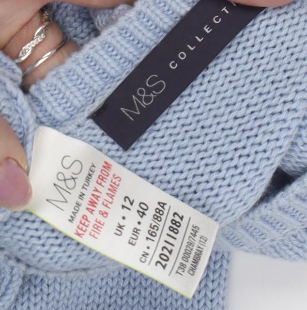 Marks and Spencer Women's Blue Pullover Jumper, Size 12