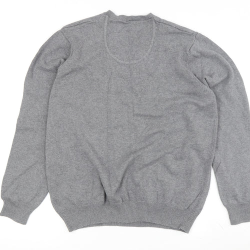 Marks and Spencer Men's Grey V-Neck Pullover Jumper, L