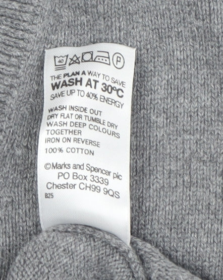 Marks and Spencer Men's Grey V-Neck Pullover Jumper, L