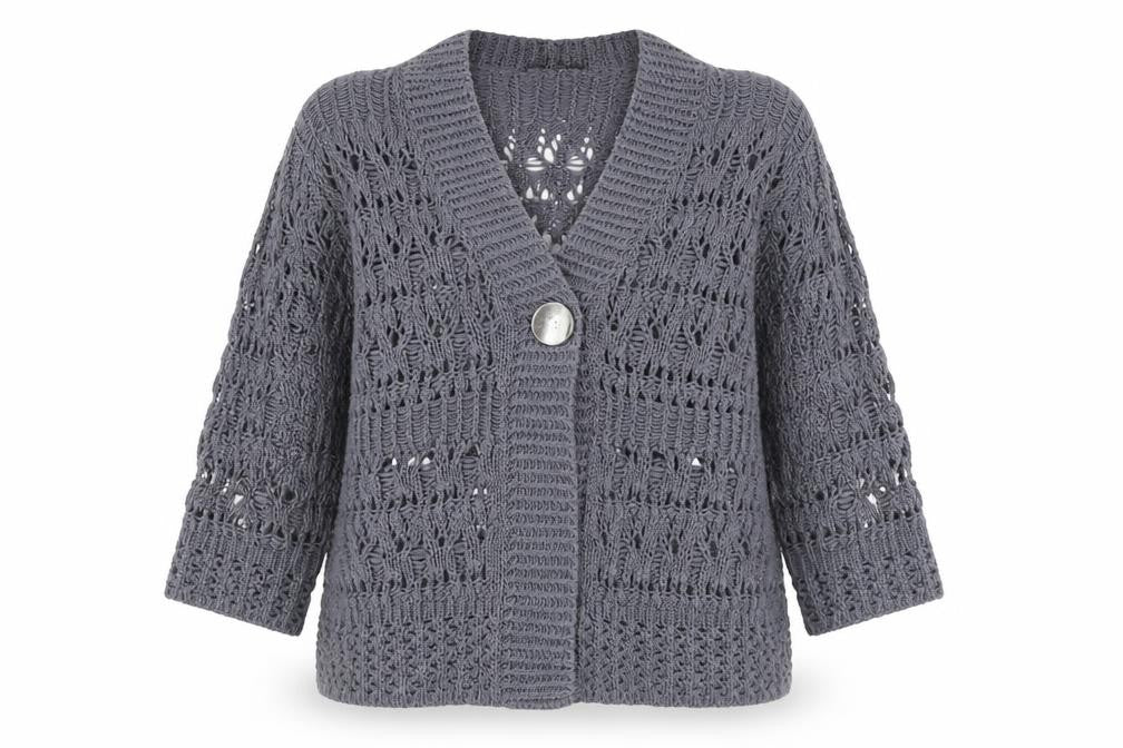 Front view of Marks & Spencer Women's Grey Cardigan, size 14