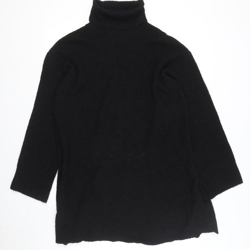 Topshop Women's Black Roll Neck T-Shirt Dress Size M
