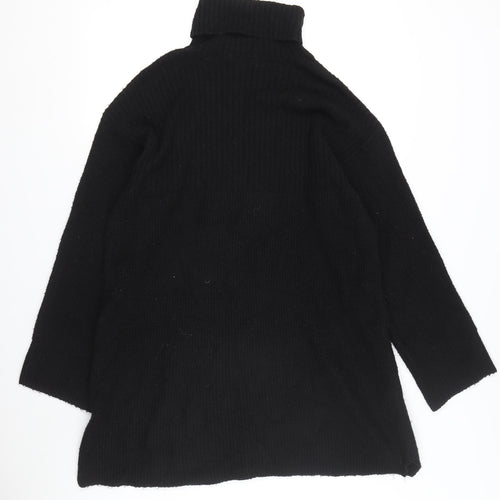 Topshop Women's Black Roll Neck T-Shirt Dress Size M