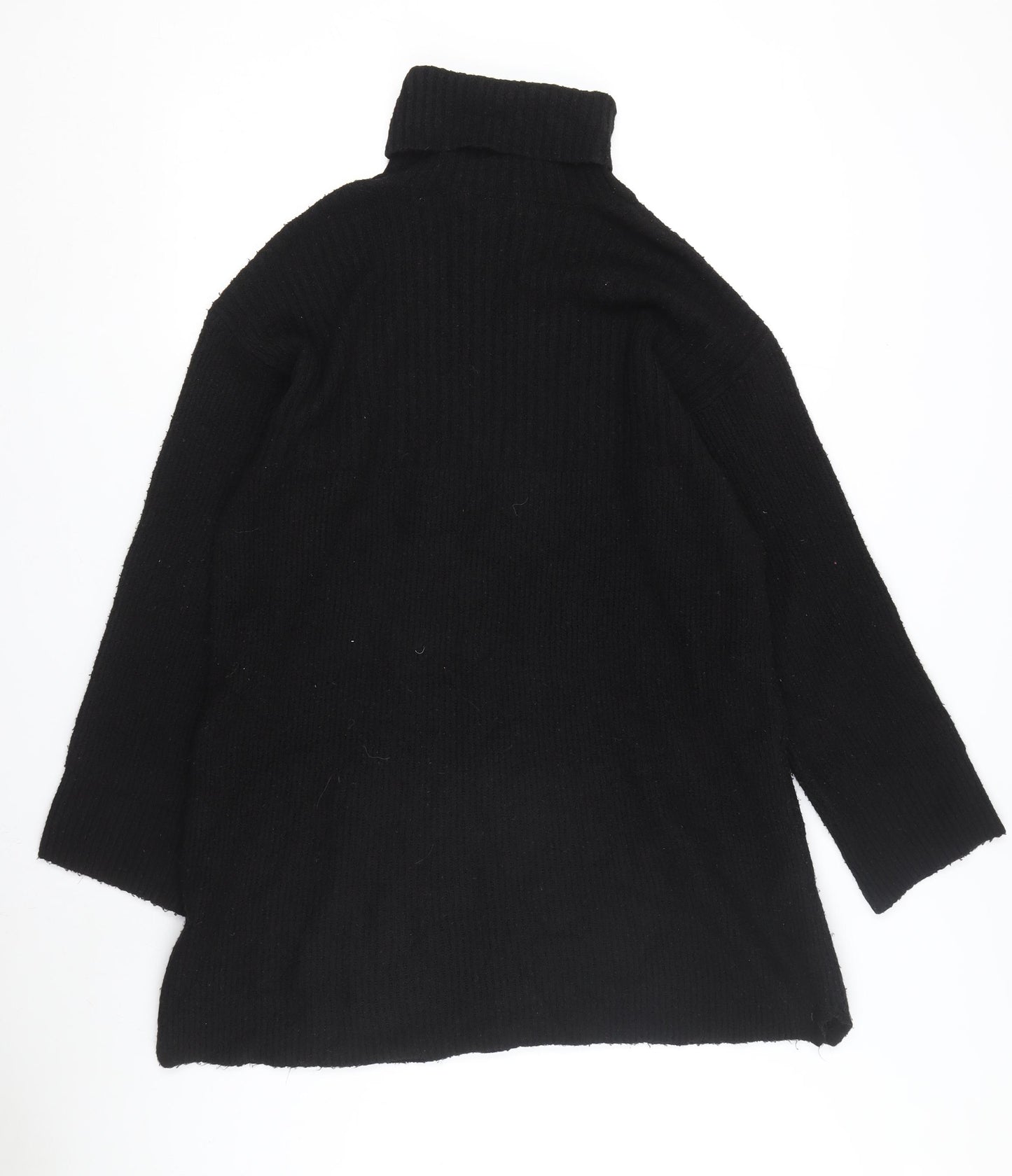 Topshop Women's Black Roll Neck T-Shirt Dress Size M