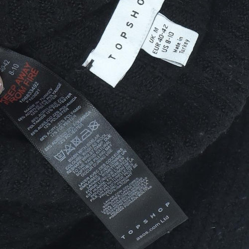 Topshop Women's Black Roll Neck T-Shirt Dress Size M