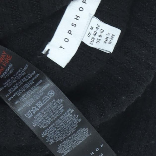 Topshop Women's Black Roll Neck T-Shirt Dress Size M
