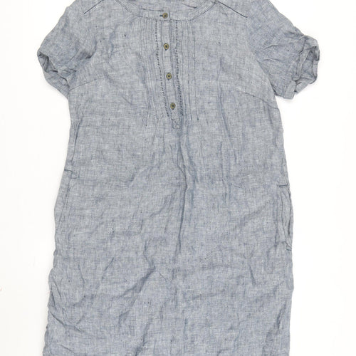 Marks & Spencer Women's Blue Linen Shift Dress Size 12