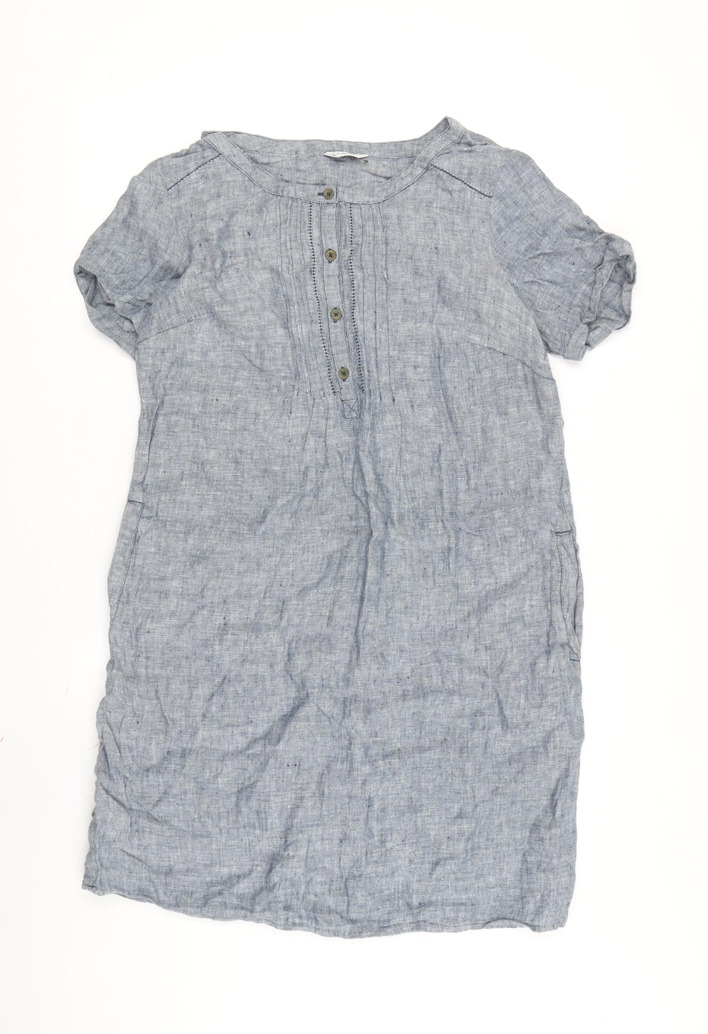 Marks & Spencer Women's Blue Linen Shift Dress Size 12