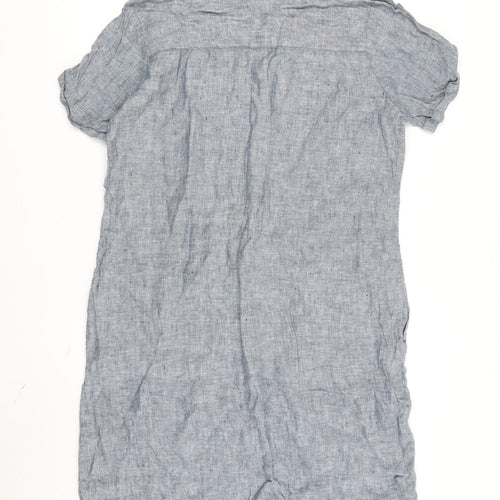 Marks & Spencer Women's Blue Linen Shift Dress Size 12