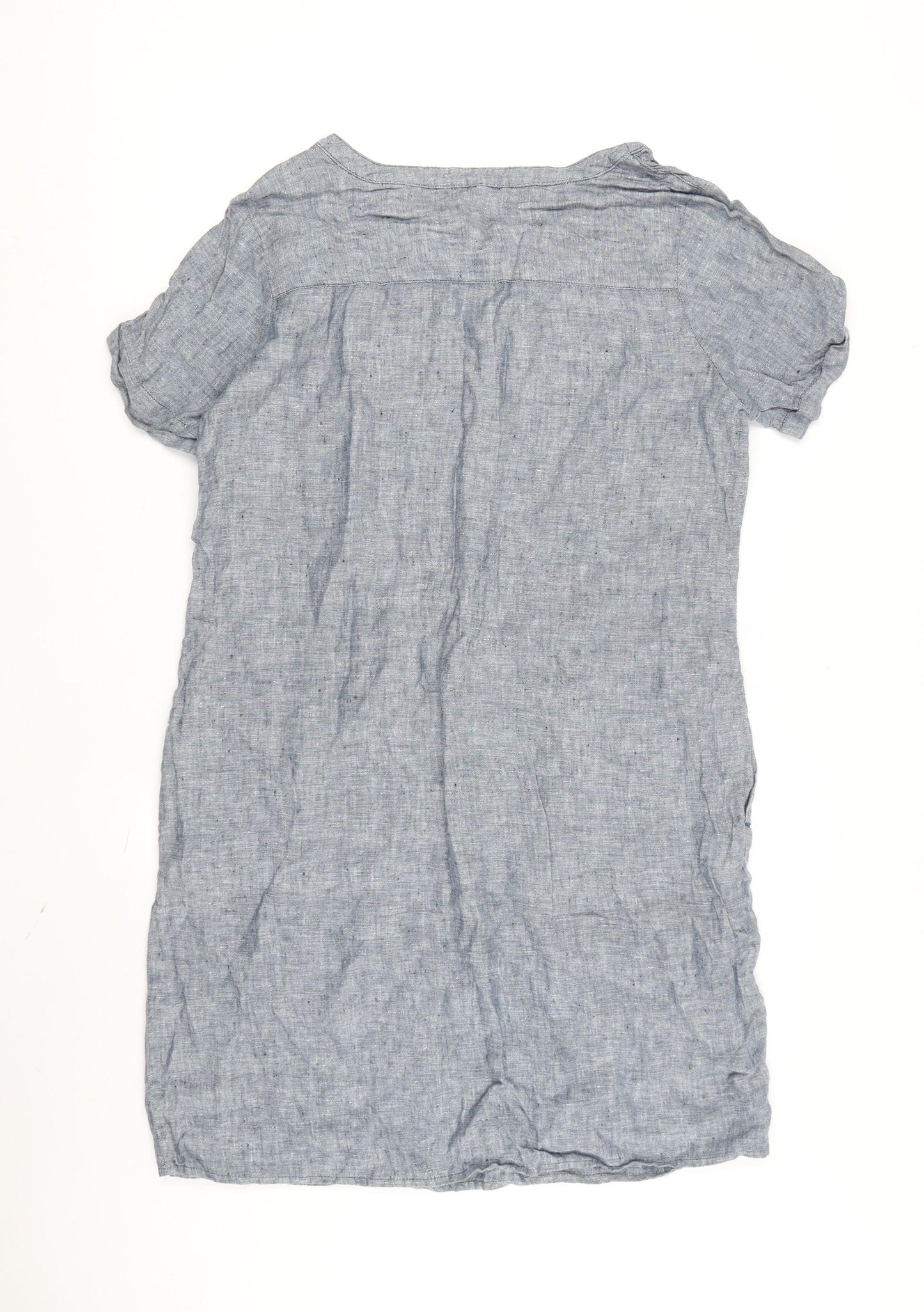 Marks & Spencer Women's Blue Linen Shift Dress Size 12