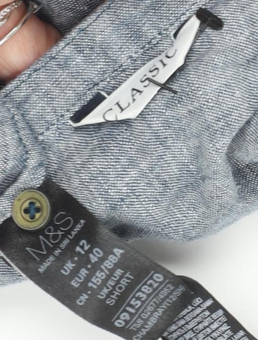 Marks & Spencer Women's Blue Linen Shift Dress Size 12