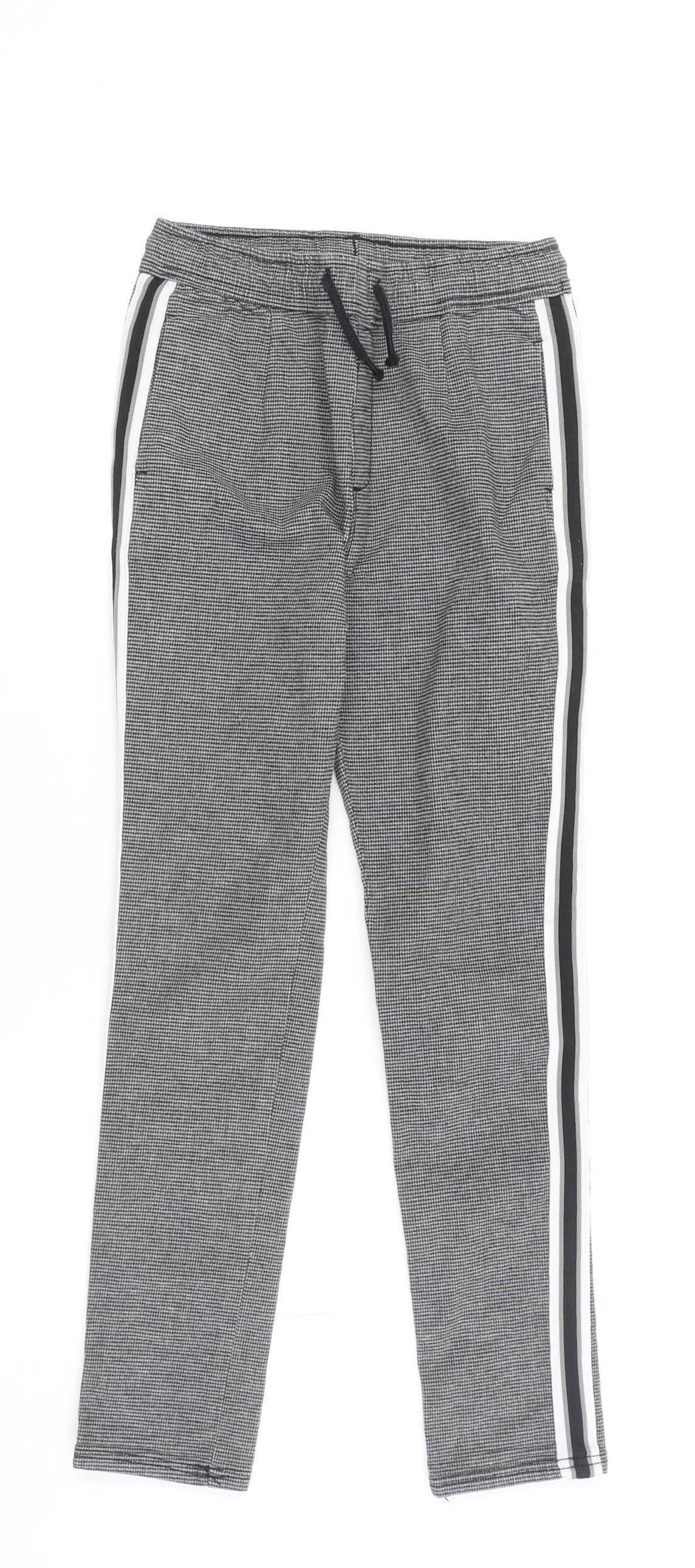 M&Co Girls Grey Check Jogger Trousers 8-9 Years