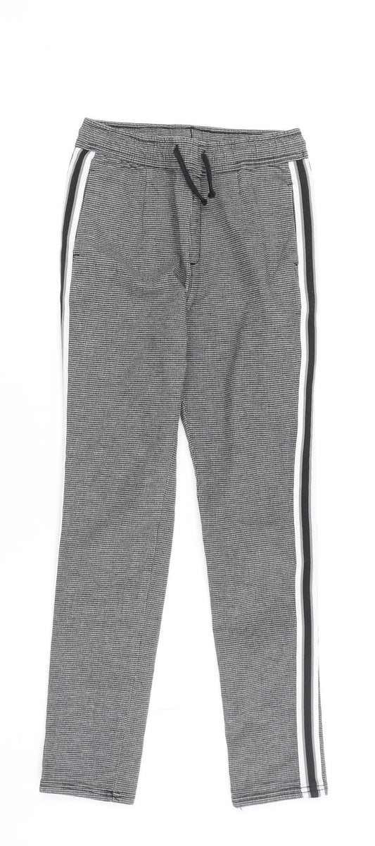 M&Co Girls Grey Check Jogger Trousers 8-9 Years