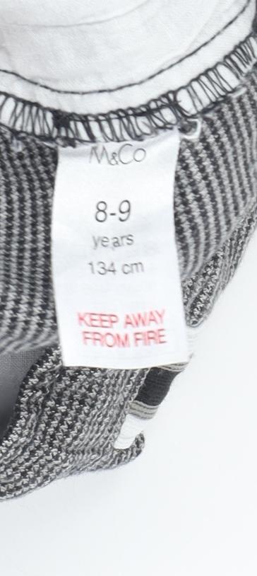 M&Co Girls Grey Check Jogger Trousers 8-9 Years