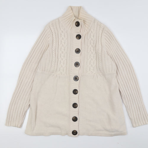 Next Women's Ivory Cardigan, Size 16, High Neck Knit