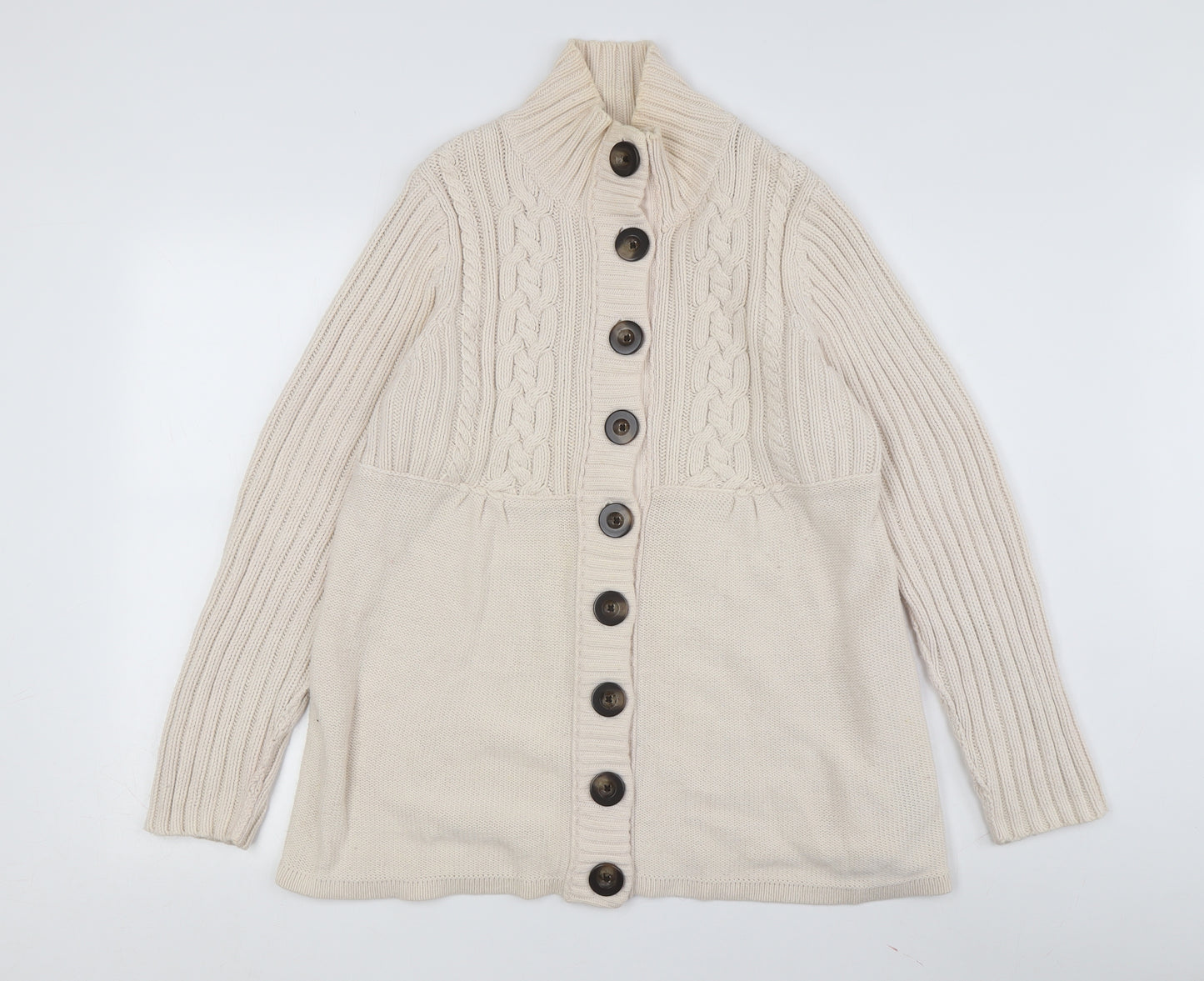 Next Women's Ivory Cardigan, Size 16, High Neck Knit