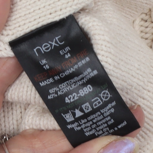 Next Women's Ivory Cardigan, Size 16, High Neck Knit