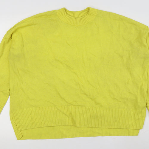H&M Women's Yellow Cotton Pullover Jumper, M