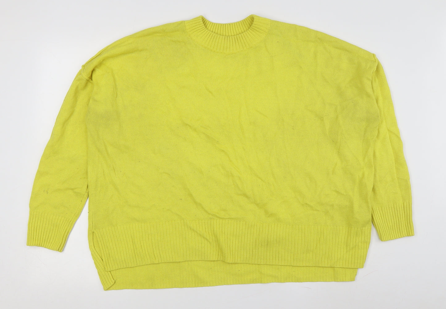 H&M Women's Yellow Cotton Pullover Jumper, M