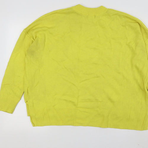 H&M Women's Yellow Cotton Pullover Jumper, M