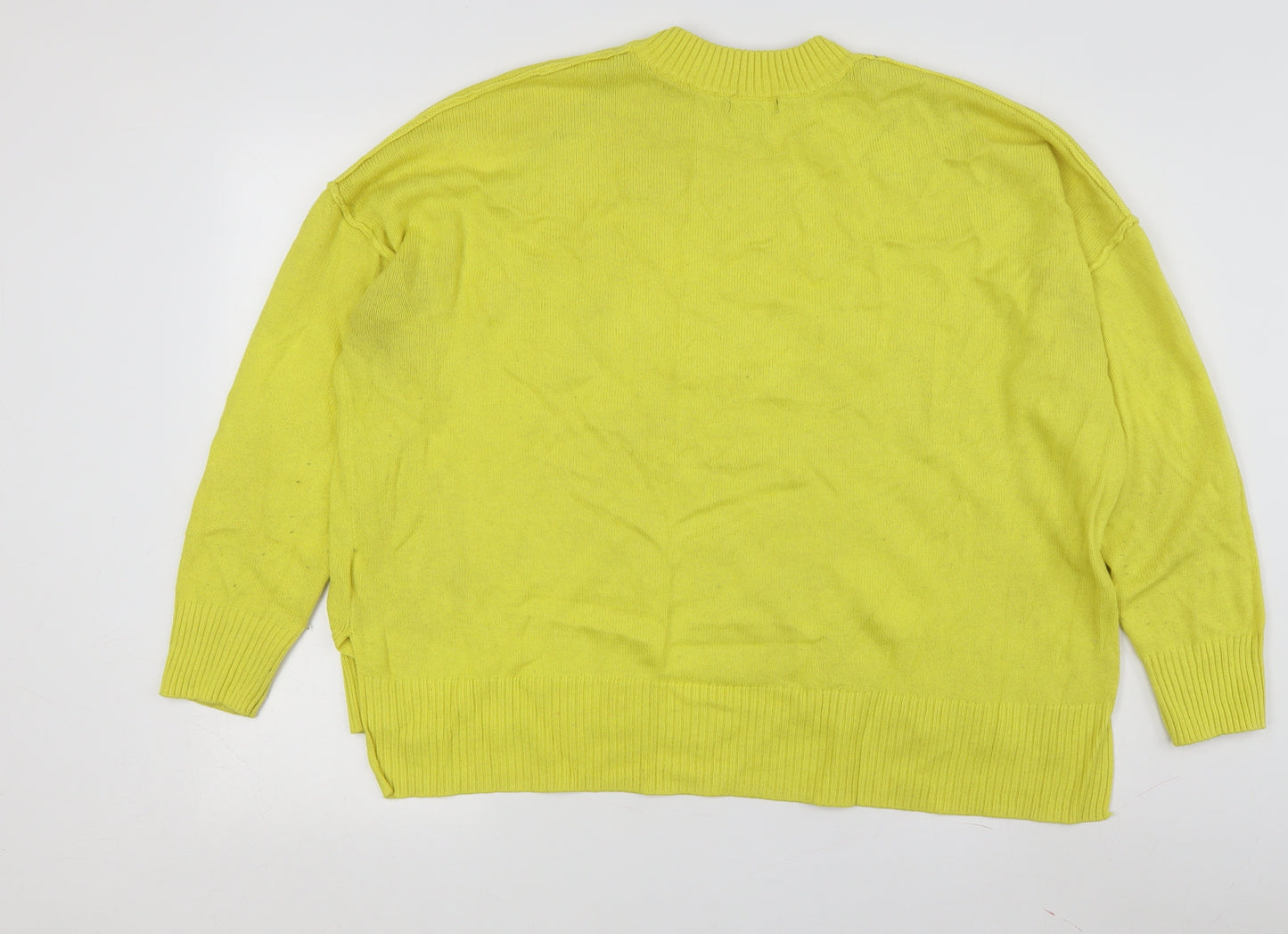 H&M Women's Yellow Cotton Pullover Jumper, M