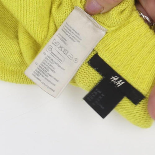 H&M Women's Yellow Cotton Pullover Jumper, M