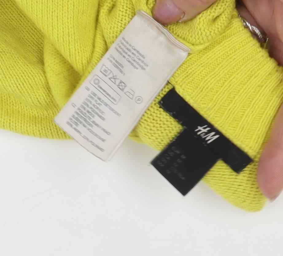 H&M Women's Yellow Cotton Pullover Jumper, M