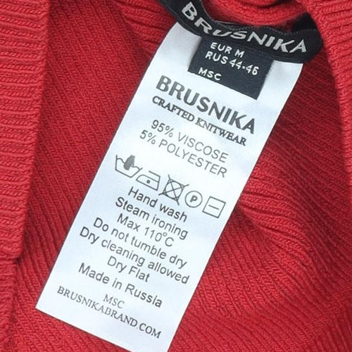 BRUSNIKA Red Pullover Jumper, Women's, M, Asymmetrical Sleeve