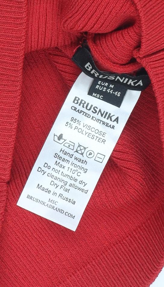 BRUSNIKA Red Pullover Jumper, Women's, M, Asymmetrical Sleeve