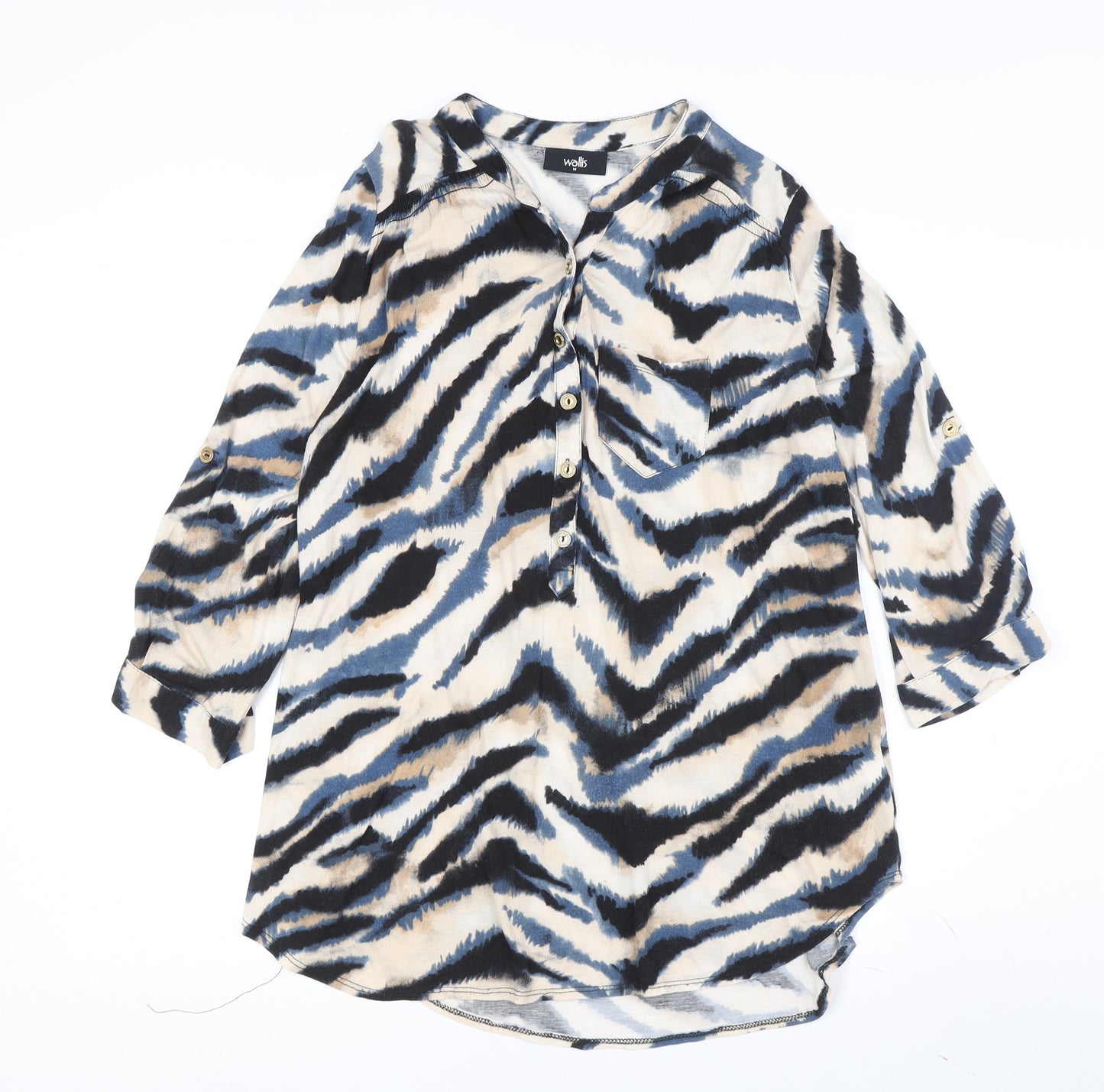 Wallis Women's Multicoloured Roll Tab Sleeve Blouse 14