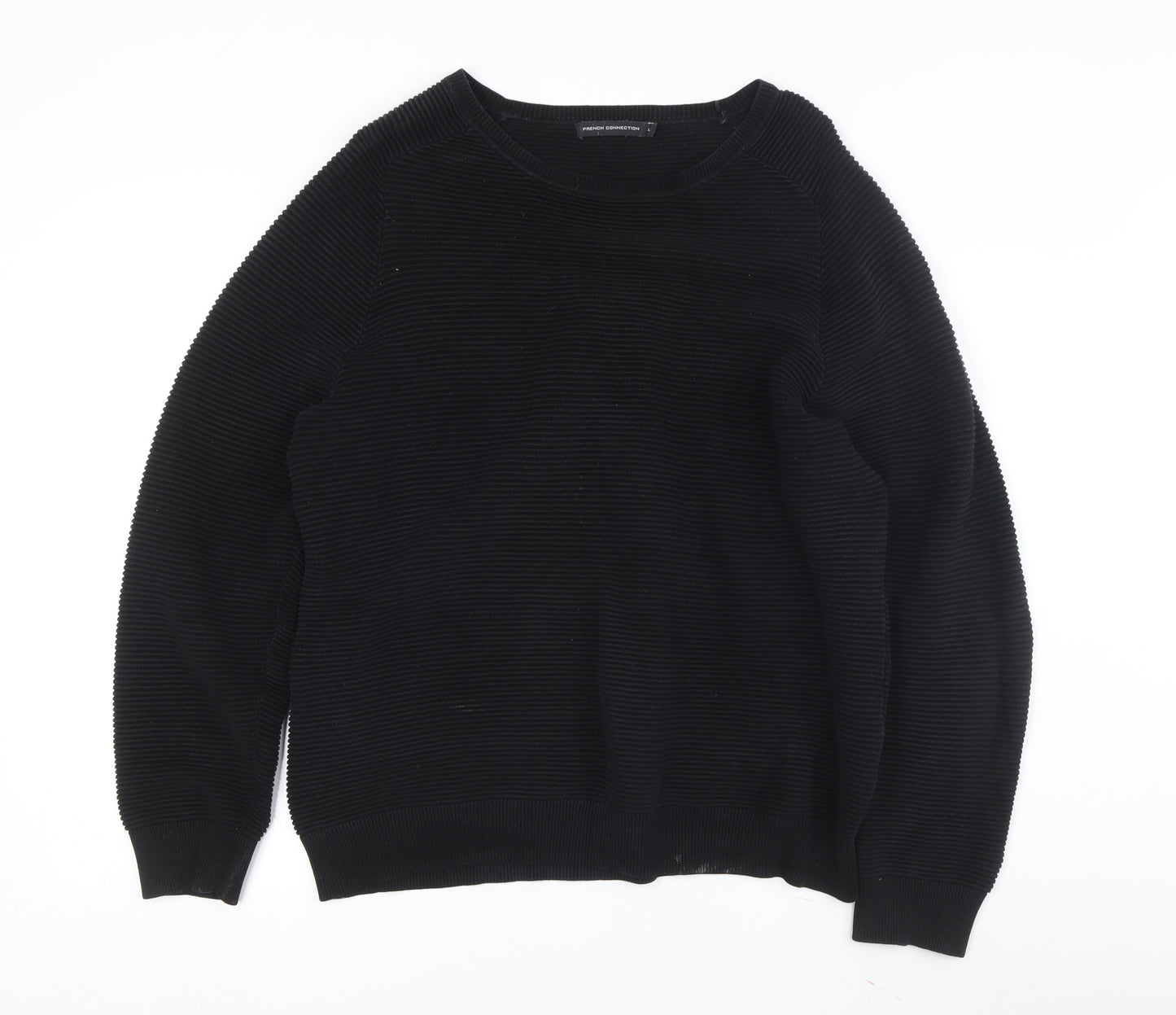 French Connection Men's Black Chunky-Knit Pullover Jumper L