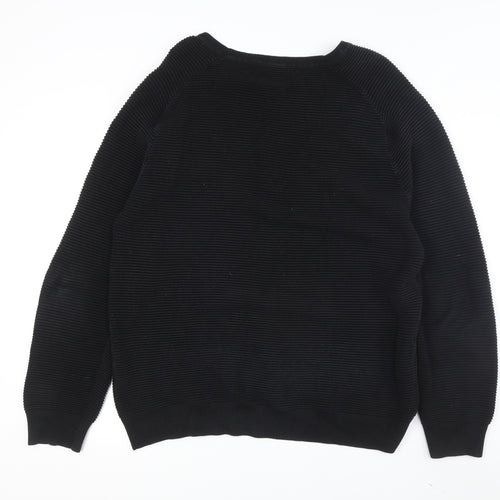 French Connection Men's Black Chunky-Knit Pullover Jumper L