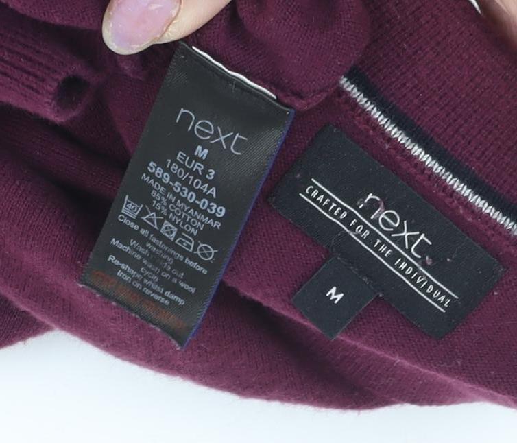 Next Men’s Purple Long Sleeve Polo, Size M