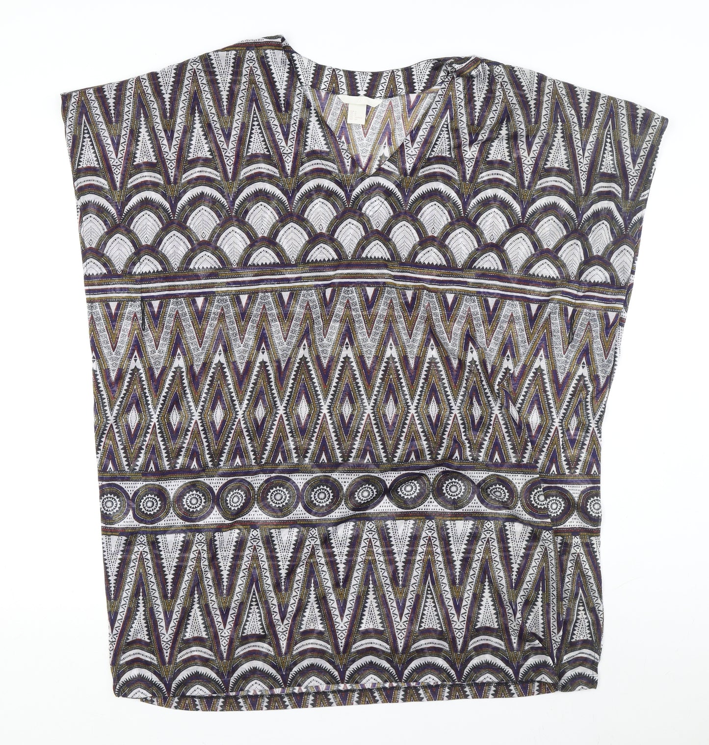 H&M Women’s Multicoloured Blouse, Size 12, Geometric Sleeveless