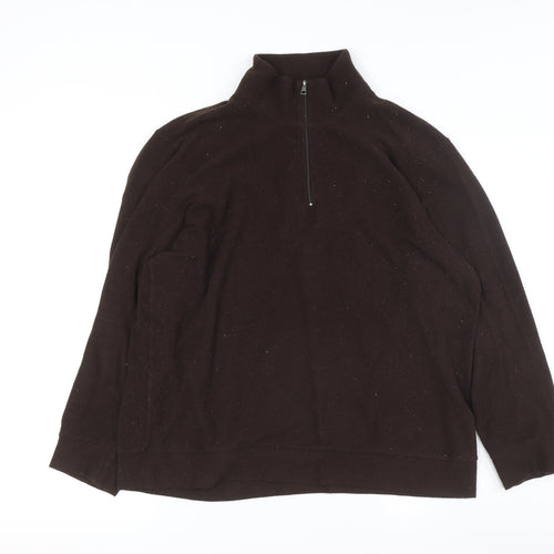 HEATTECH Brown Unisex Pullover Sweatshirt, Size 10, Zip Accents