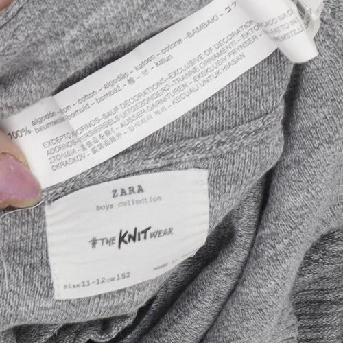 Zara Boys Grey Pullover Sweatshirt 11 Years Cotton Knit