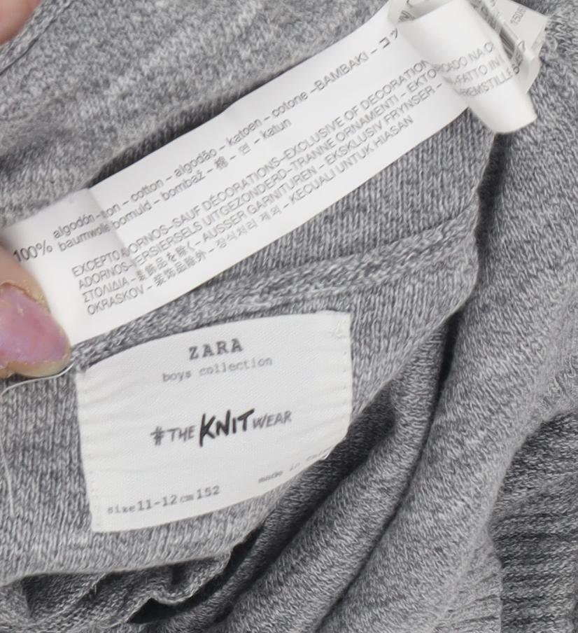Zara Boys Grey Pullover Sweatshirt 11 Years Cotton Knit