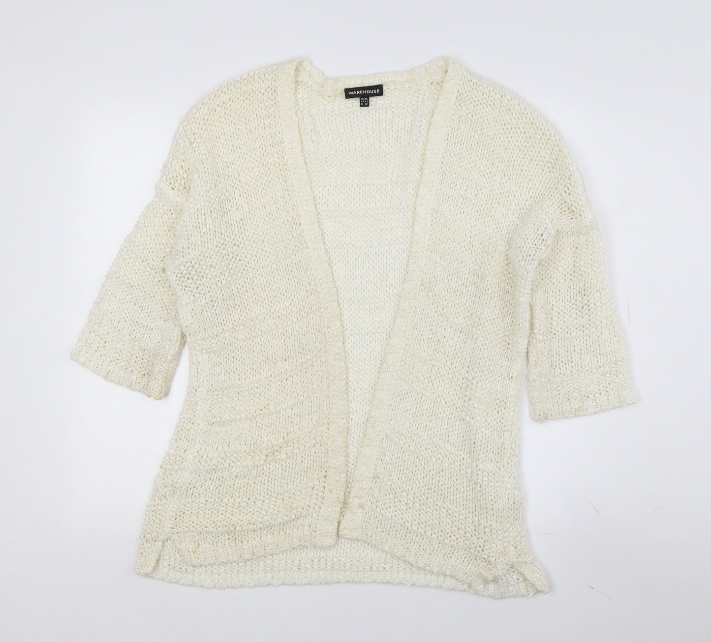 Warehouse Women's Ivory Cardigan UK 14 Chunky Knit