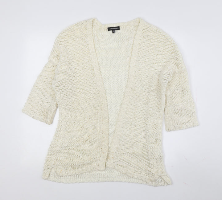 Warehouse Women's Ivory Cardigan UK 14 Chunky Knit