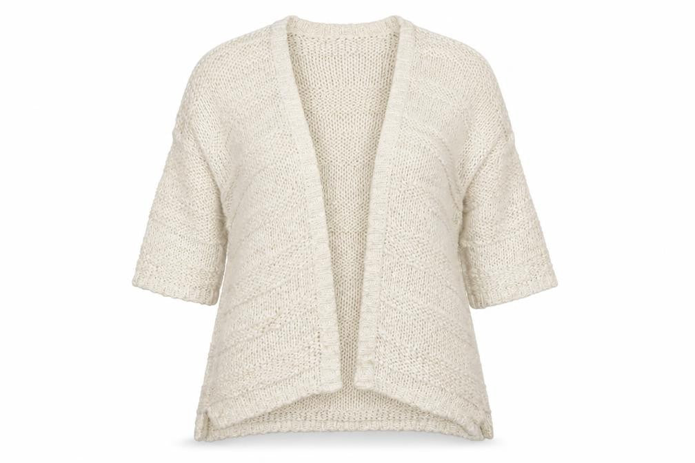 Front view of Warehouse Women's Ivory Cardigan UK 14 Chunky Knit