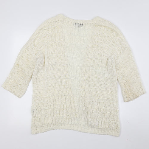 Warehouse Women's Ivory Cardigan UK 14 Chunky Knit