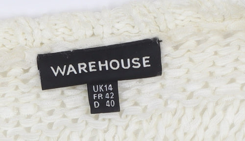 Warehouse Women's Ivory Cardigan UK 14 Chunky Knit