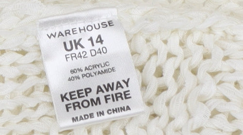 Warehouse Women's Ivory Cardigan UK 14 Chunky Knit