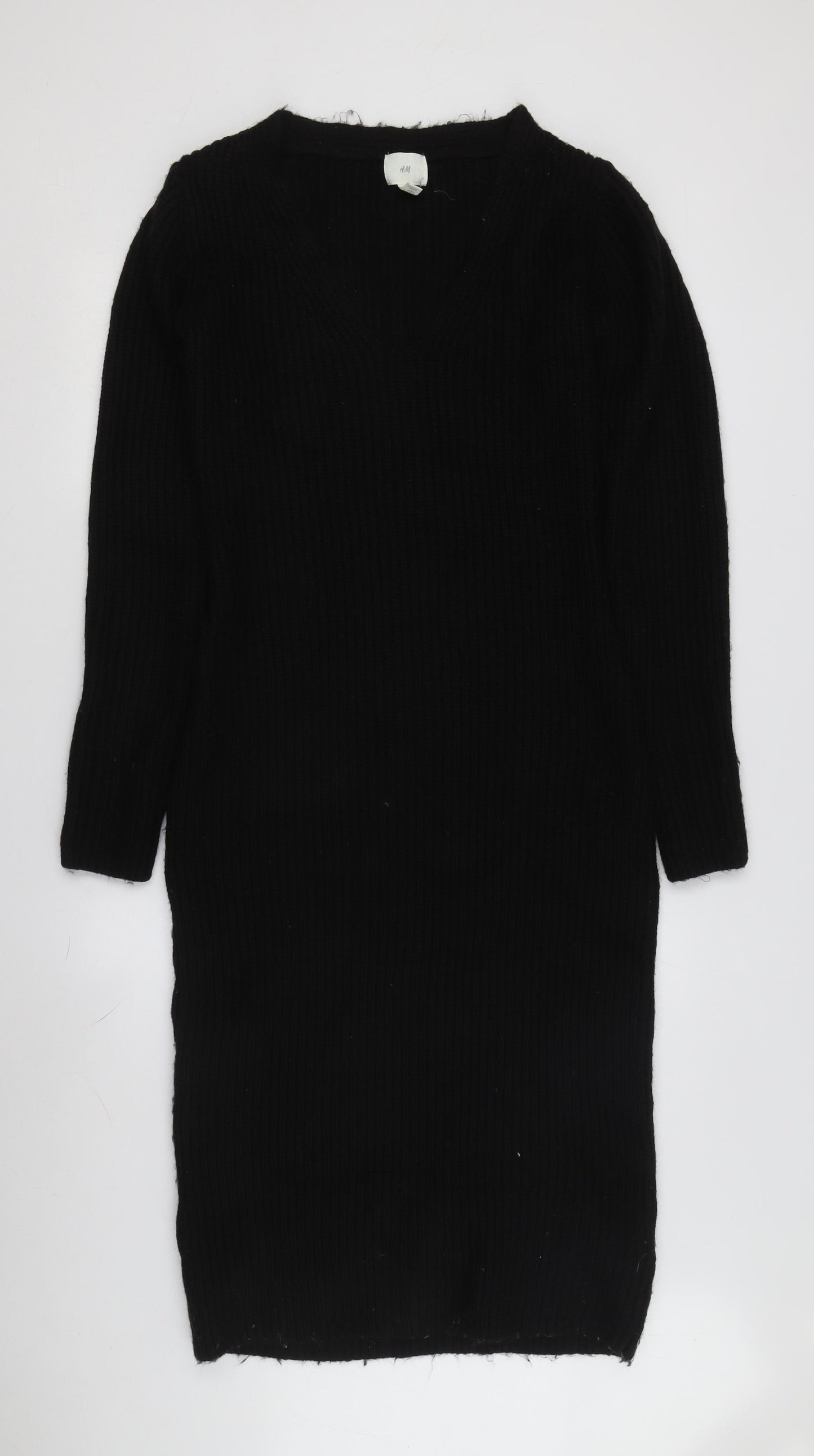 H&M Women's Black V-Neck Sheath Dress Size S  Preworn
