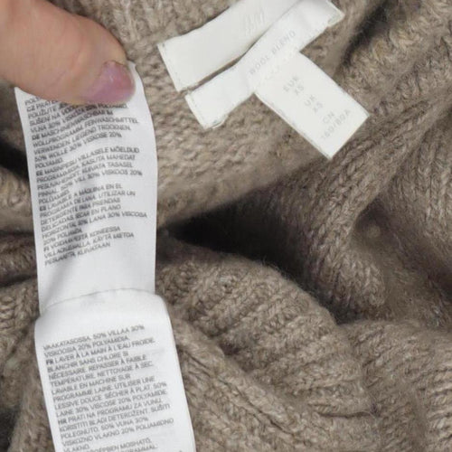 H&M Women's Beige Mock Neck Wool Blend Jumper M