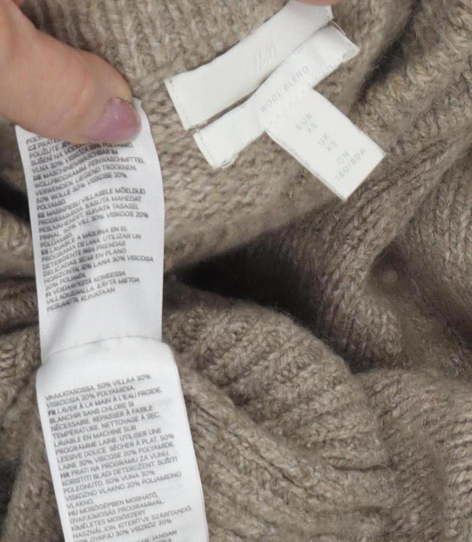 H&M Women's Beige Mock Neck Wool Blend Jumper M