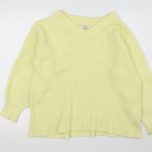 Next Women's Yellow V-Neck Pullover Jumper M