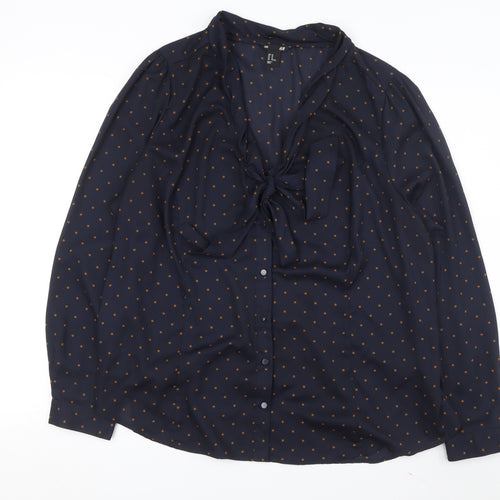 H&M Women's Plus Size Blue Polka Dot Blouse - Size 24