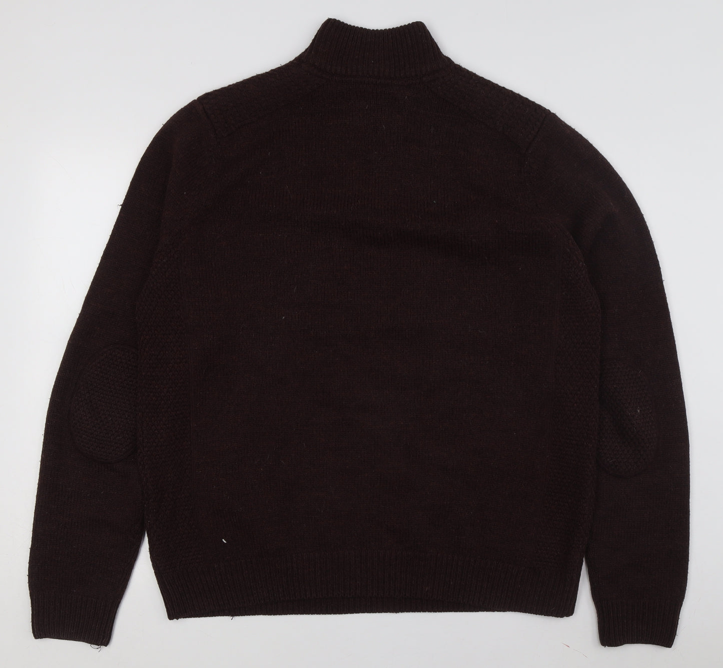 Threadbare Men’s Brown XL Henley Jumper, Button Accent